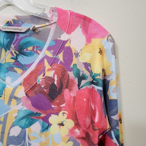 Soft Surroundings long sleeve floral print lightweight v-neck sweater size SP - Picture 6 of 8